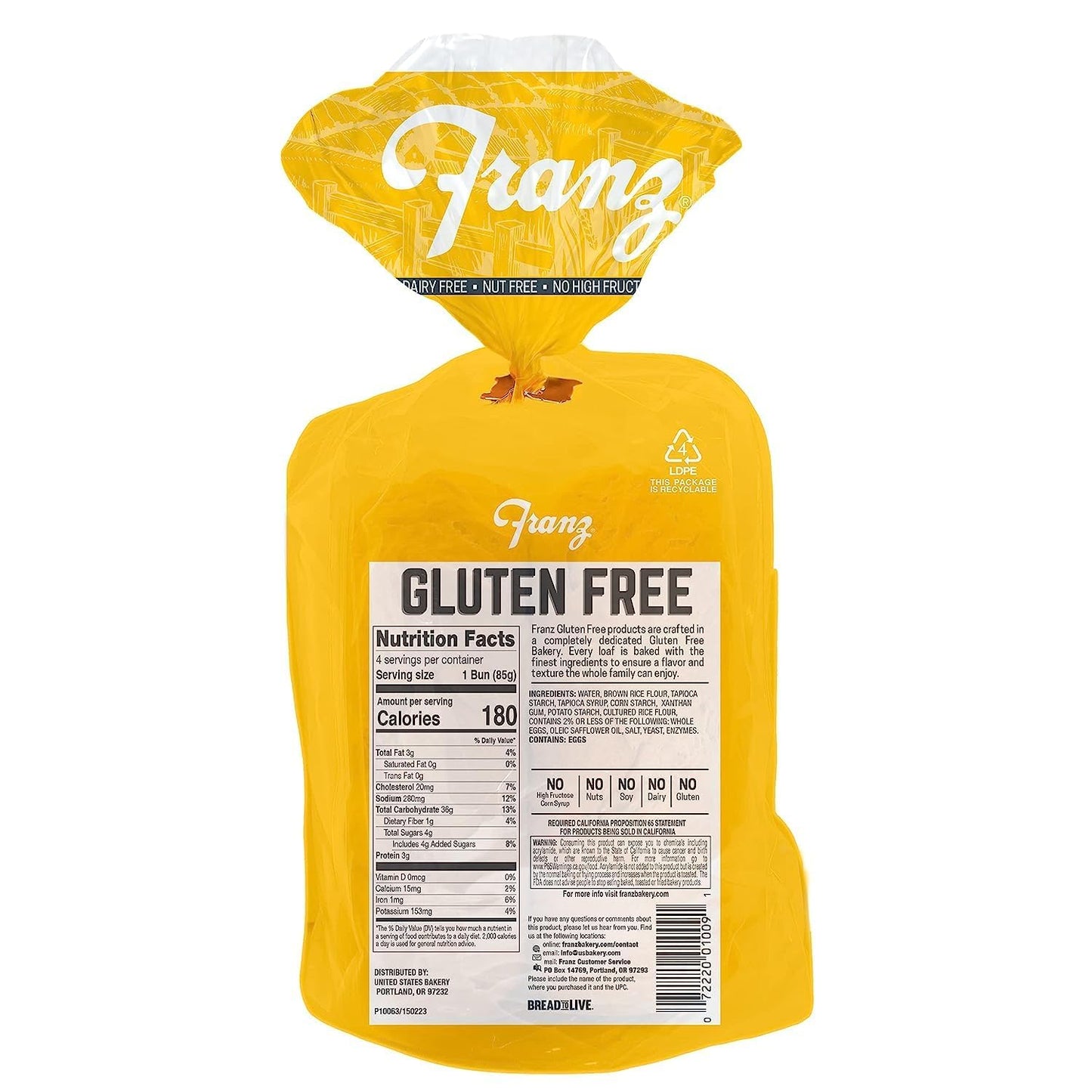 Franz Bakery Gluten Free Hot Dog Buns - 2 Pack (2 X 12Oz)