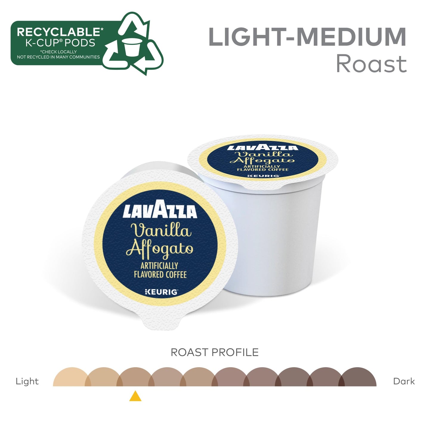 Lavazza Vanilla Affogato Coffee  Single Serve Keurig K-Cup Pods  Flavored Coffee  60-Count Box (6 Packs of 10)