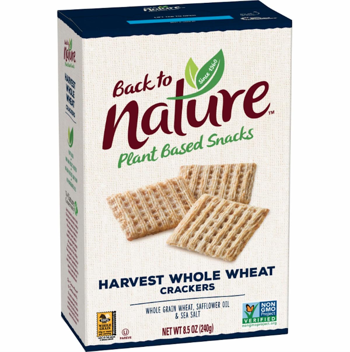 Back to Nature Harvest Whole Wheat Crackers - Dairy Free, Non-GMO, Made with Whole Grain Wheat & Sea Salt, Delicious & Quality S
