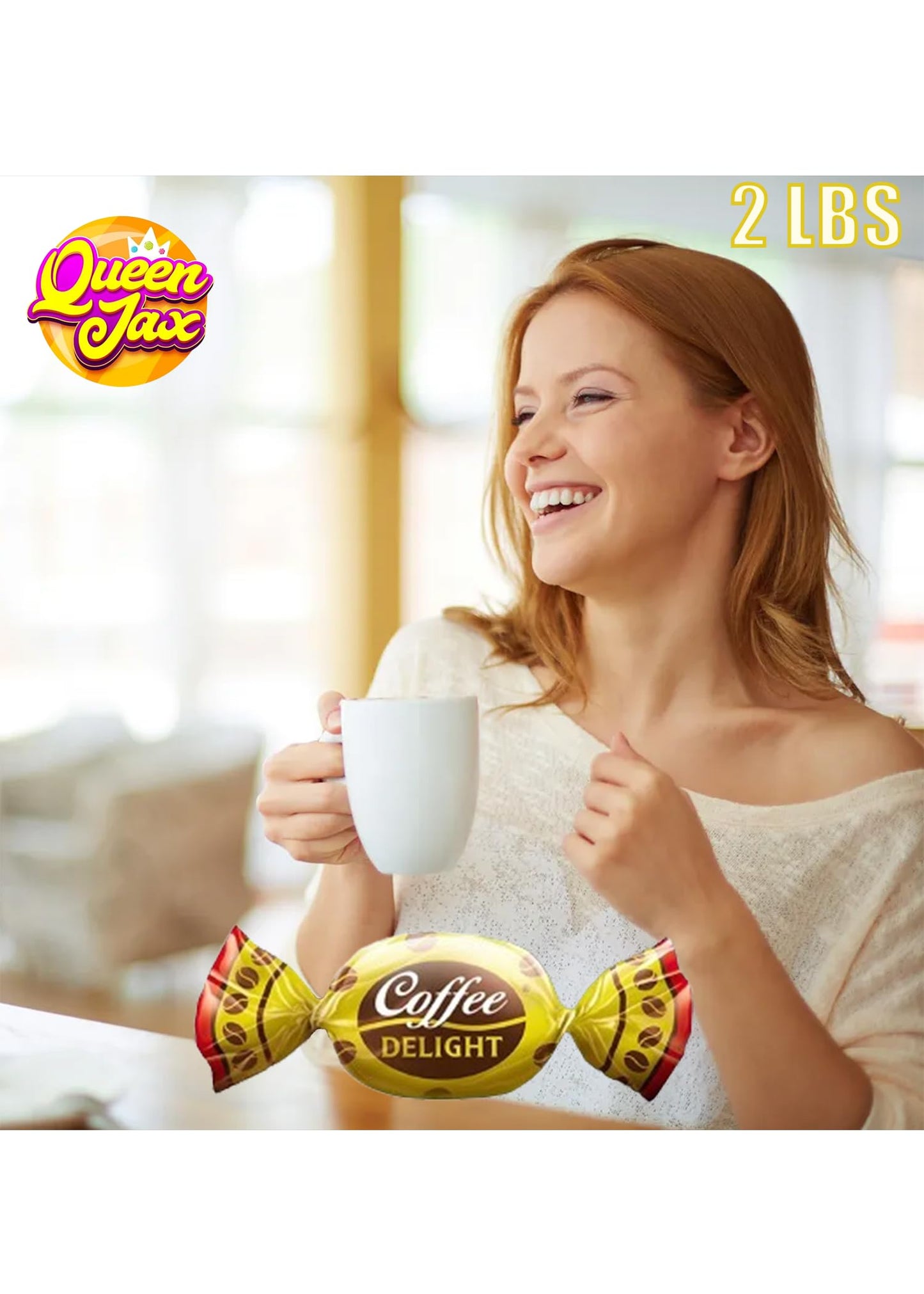 Coffee Candy Bulk - 2 LB Coffee Delight Hard Candy (210 pcs) Coffee Snacks Made with Real Colombian Coffee - Coffee Hard Candy B
