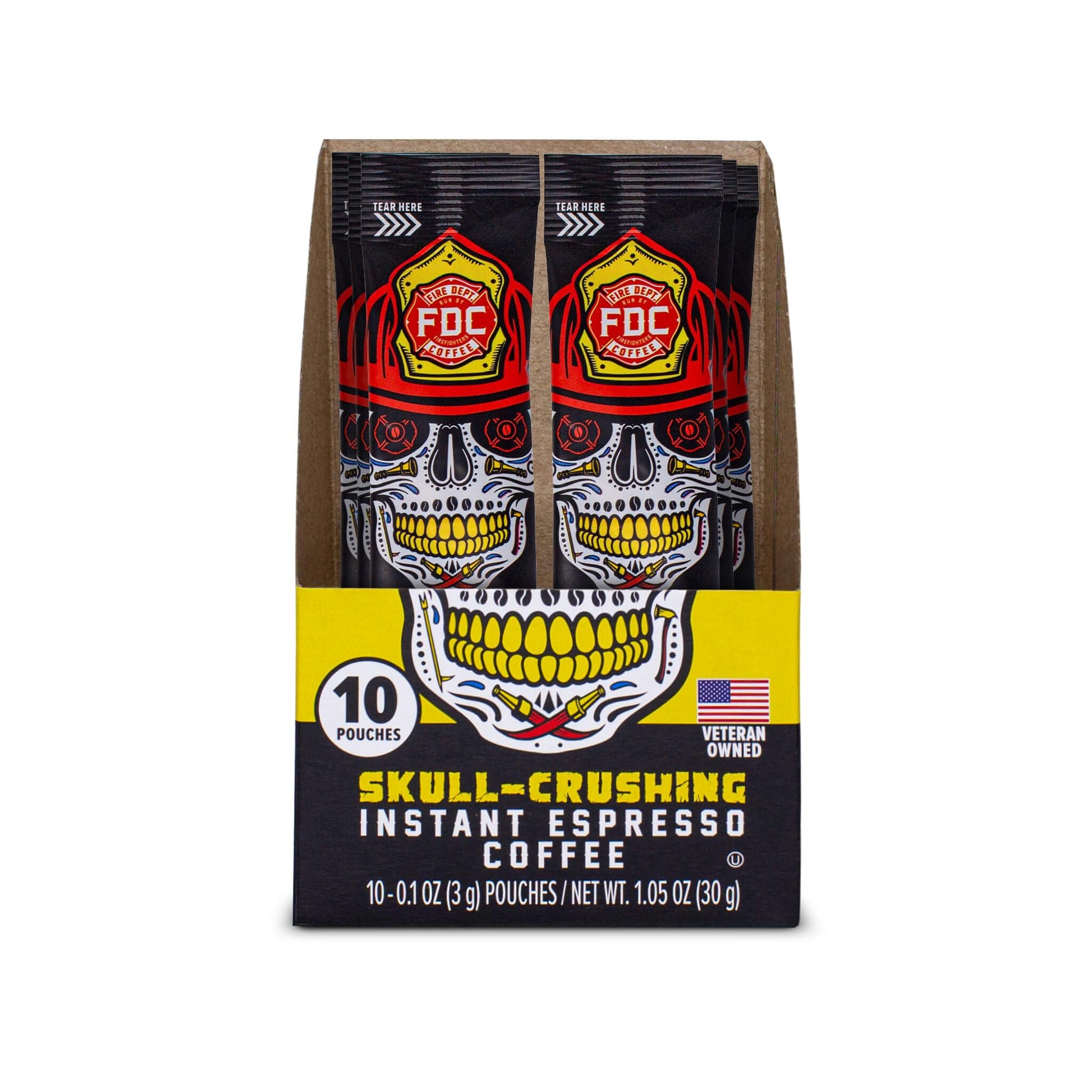 Fire Department Coffee Instant Espresso - Single Serve Packets, 0.1 Ounce Each, 60 Pack, Veteran Owned