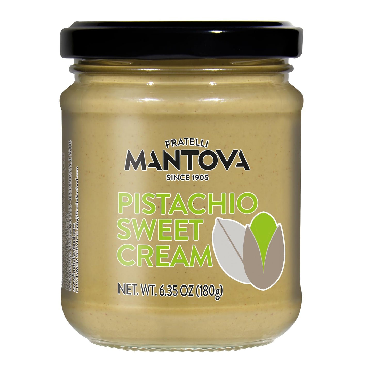 Mantova Pistachio Sweet Cream - Authentic Italian Pistachio Spread  Gourmet Pastry & Croissant Filling  Dessert Topping  Nut Butter  Made In Italy  6.35 Oz (Pack Of 1)