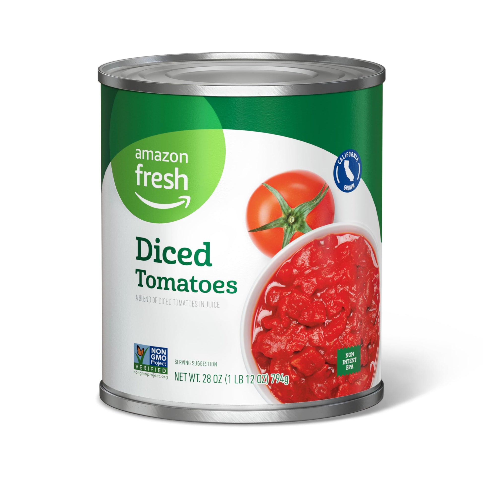 Happy Belly Diced Tomatoes in Tomato Juice, 28 Ounce, Canned Tomato Product