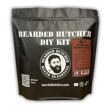 BEARDED BUTCHER HICKORY BBQ Bratwurst DIY Kit - Classic Seasoning, Cheese, BBQ Sauce, Hickory Smoke - 71 oz