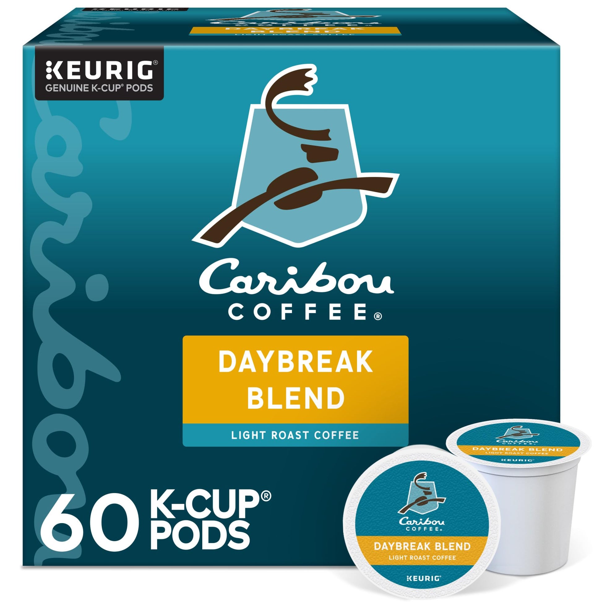 Caribou Coffee Daybreak Blend K-Cup Pods, Light Roast Coffee, 60 Count (Pack of 6), White