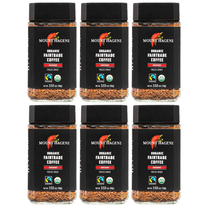 Mount Hagen 3.53oz Organic Freeze Dried Instant Coffee - 6 pack | Eco-friendly Coffee Made From Organic Medium Roast Arabica Bea