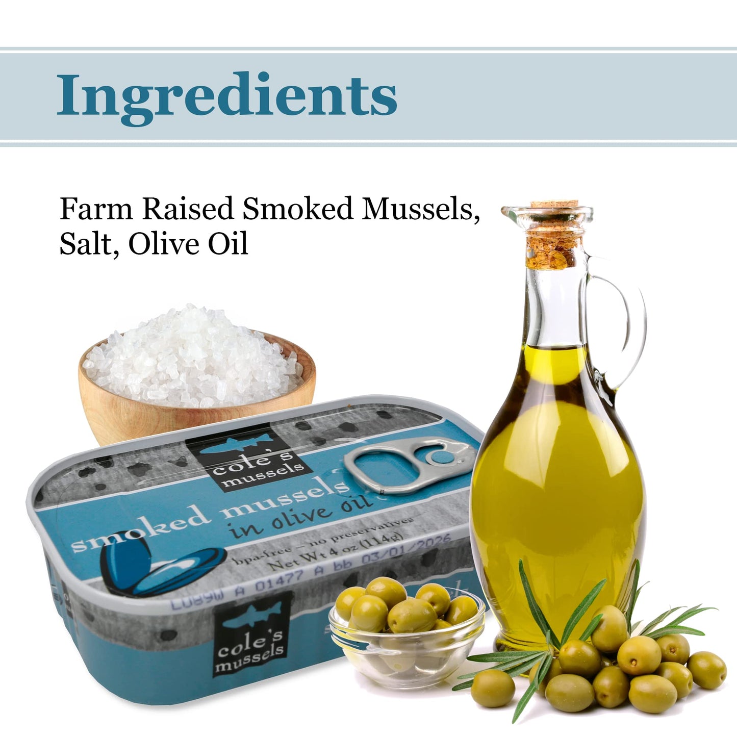 Coles Smoked Mussels in Extra Virgin Olive Oil, 4oz Hand-Packed, 14g Protein, Pack of 5