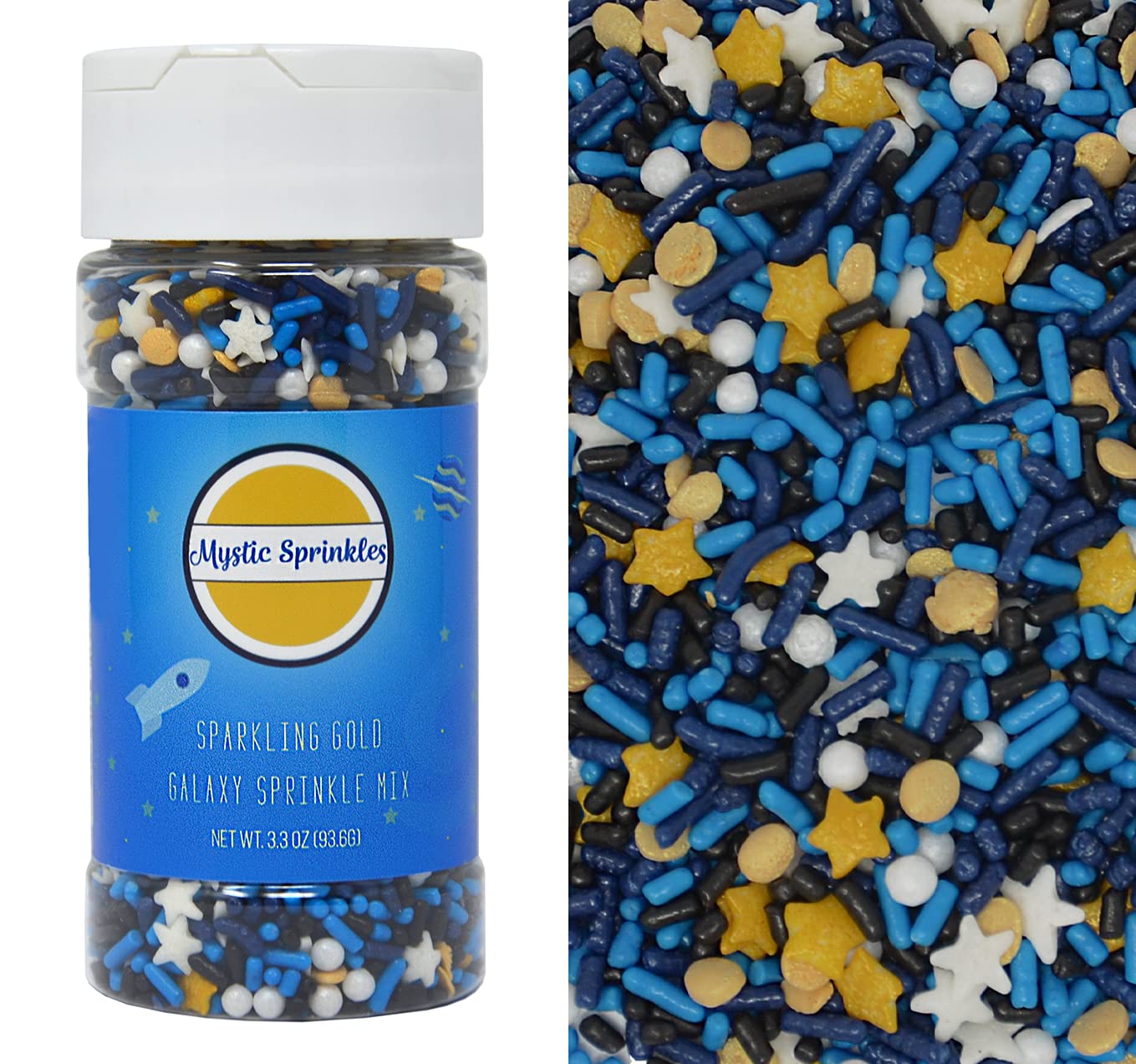 Mystic Sprinkles Sprinkle Mixes (Sparkling Gold Galaxy Sprinkle Mix 3.3Oz)