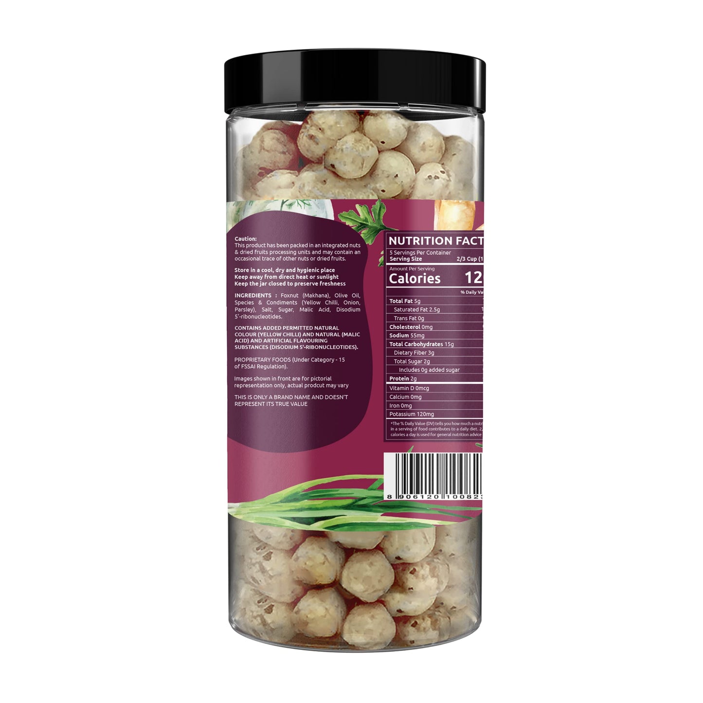 Farmley Makhana Snacks | Gluten Free Roasted Crisps | High Protein & Fiber | Cream & Onion Flavor | 3.2 Oz (Pack of 1)