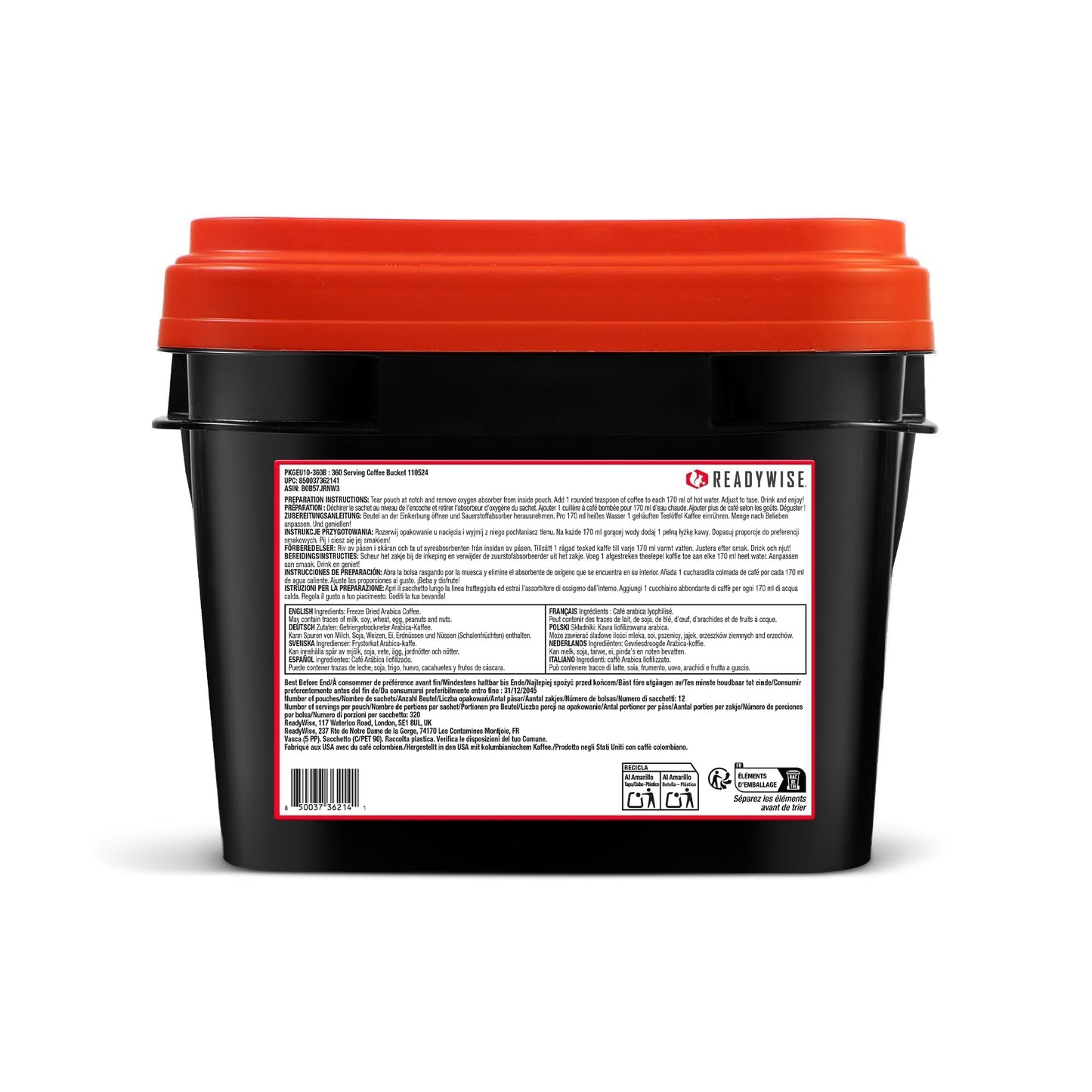 360 Serving Freeze Dried Coffee Bucket