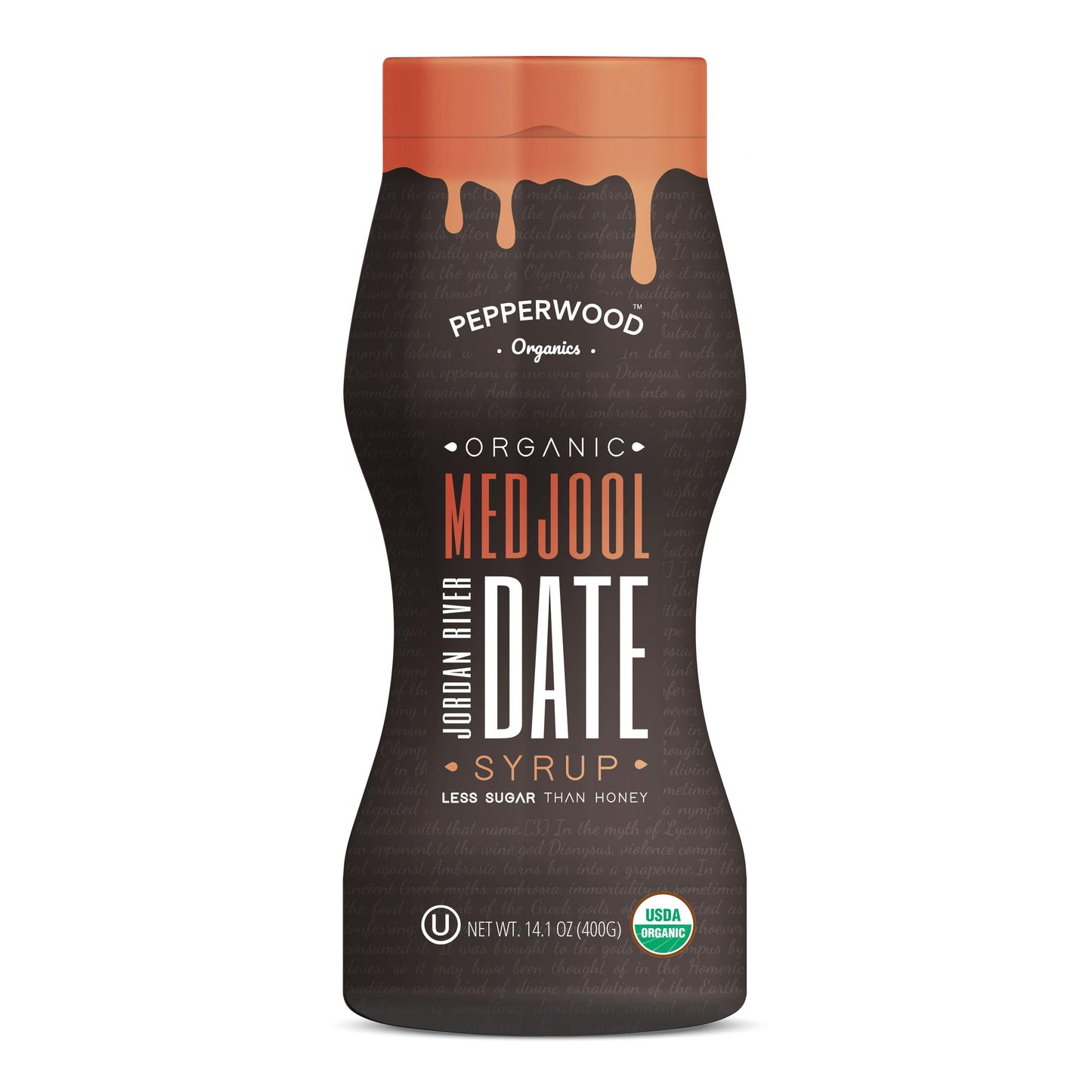 Organic Medjool Date Syrup 14 Ounce (400g) - 100% Pure Jordan River Medjool Dates - Non-GMO, Kosher - by Pepperwood Organics