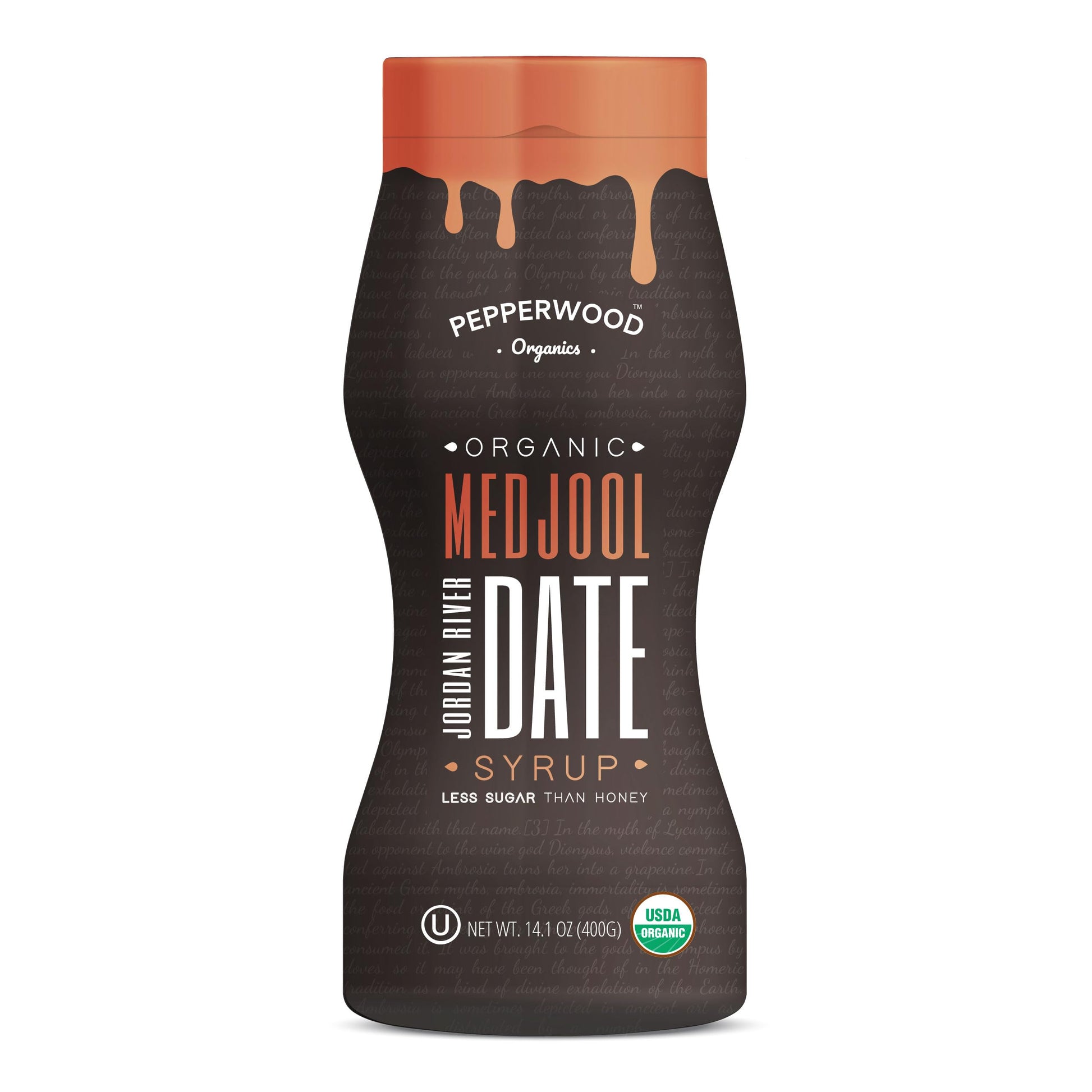 Organic Medjool Date Syrup 14 Ounce (400g) - 100% Pure Jordan River Medjool Dates - Non-GMO, Kosher - by Pepperwood Organics