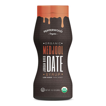 Organic Medjool Date Syrup 14 Ounce (400g) - 100% Pure Jordan River Medjool Dates - Non-GMO, Kosher - by Pepperwood Organics