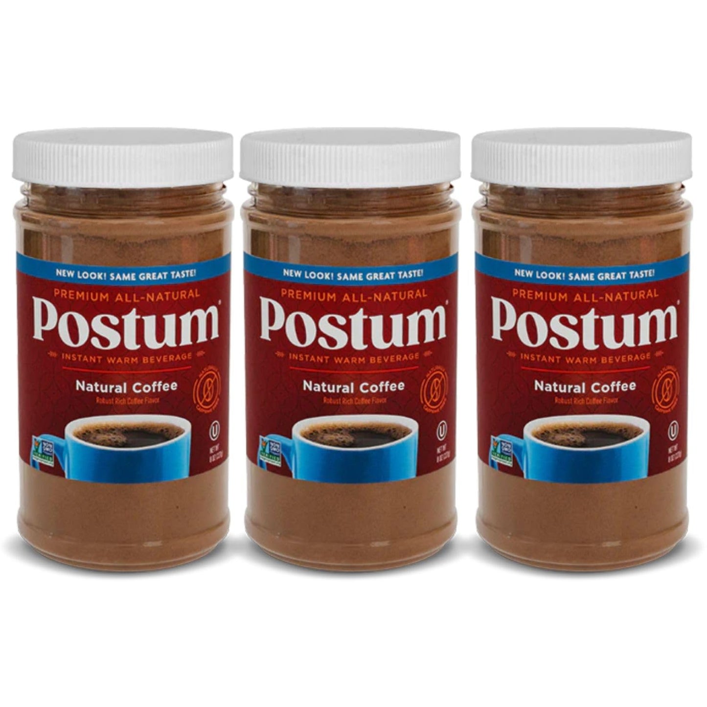 Postum Coffee Substitute, Natural Flavor, Caffeine Free, 8oz (Pack of 3)