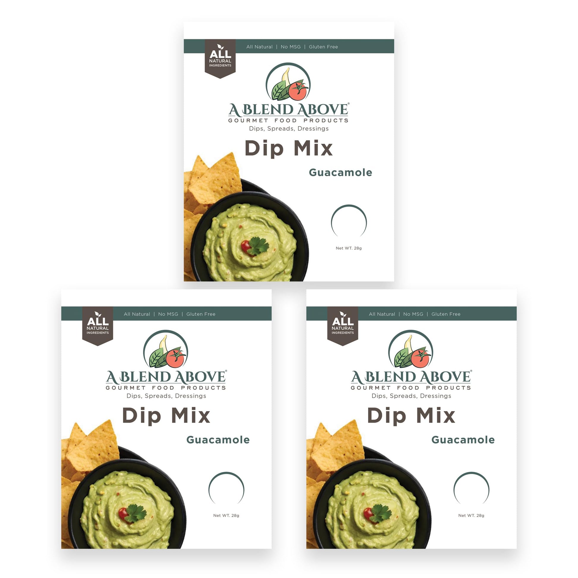 A Blend Above Guacamole Dip Mix, Gluten-Free, Vegan, Keto Friendly, 3 Packs, 1 oz Each