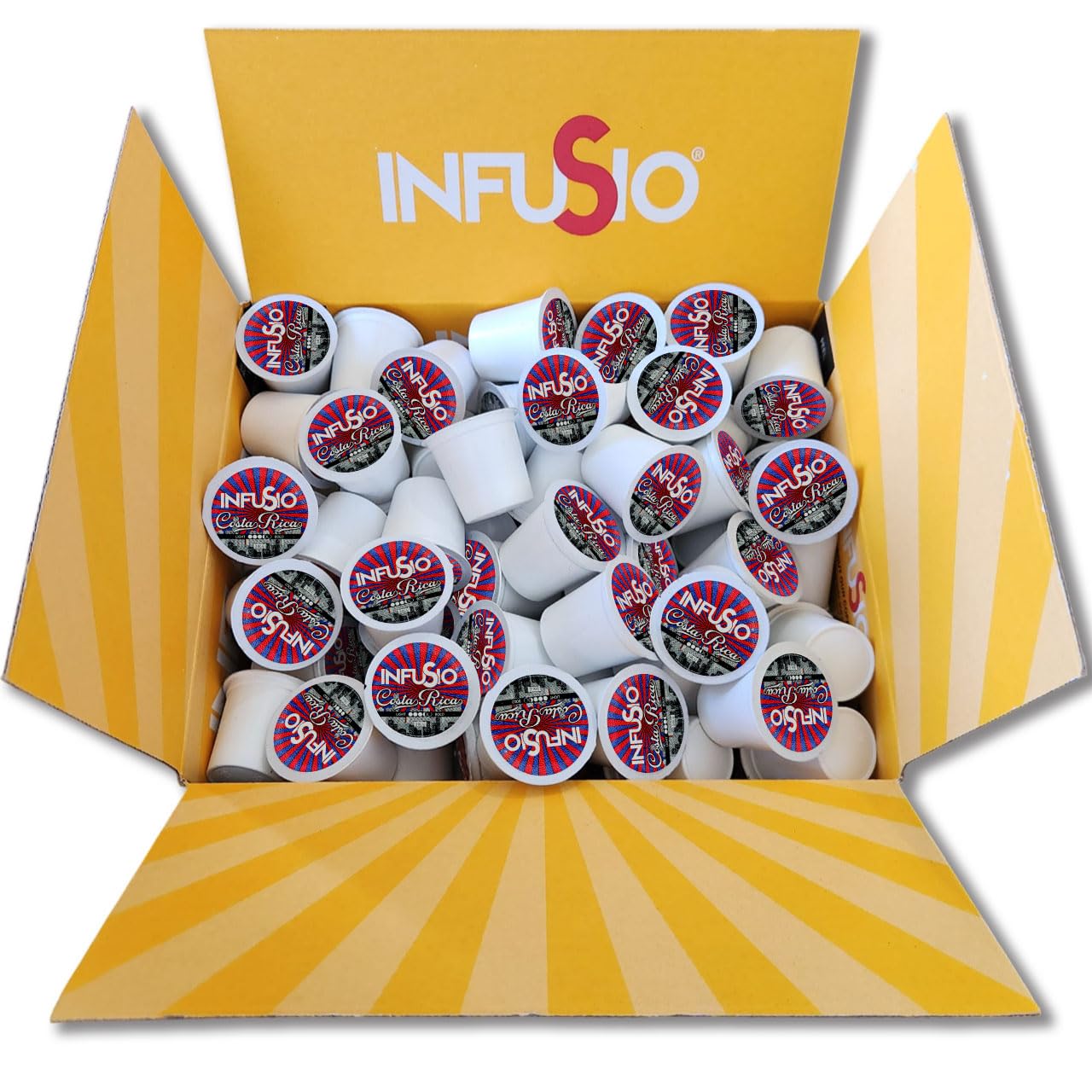 InfuSio Coffee Pods Costa Rica Medium Roast, 96 Count, Compatible with Keurig K Cups, Single Serve