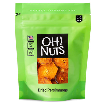 Oh! Nuts Dried Persimmons | Dry Fruits, Exotic Asian Snack Slices | Naturally Sweet, No Additives | In Resealable Stay-Fresh 1-P
