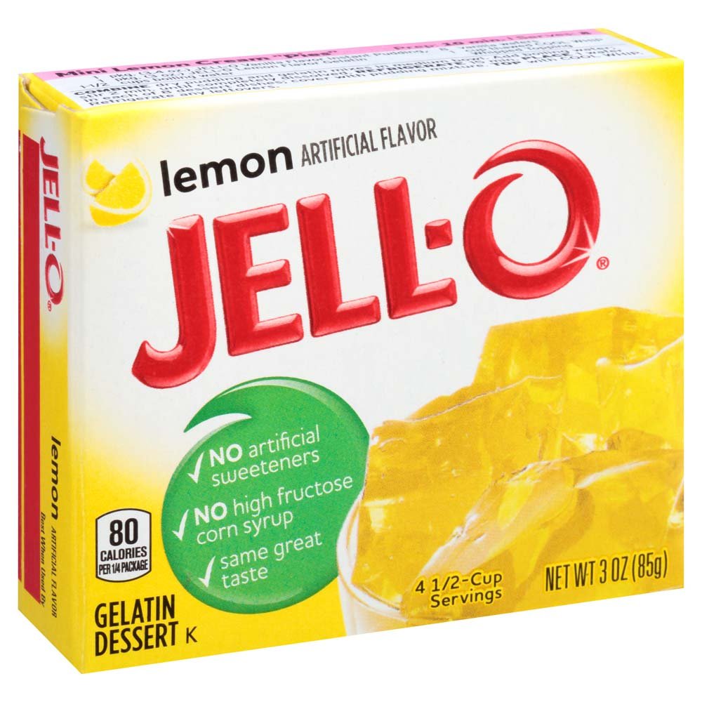 Jell-O Lemon Gelatin Mix, 3 Ounce Box, Pack of 6