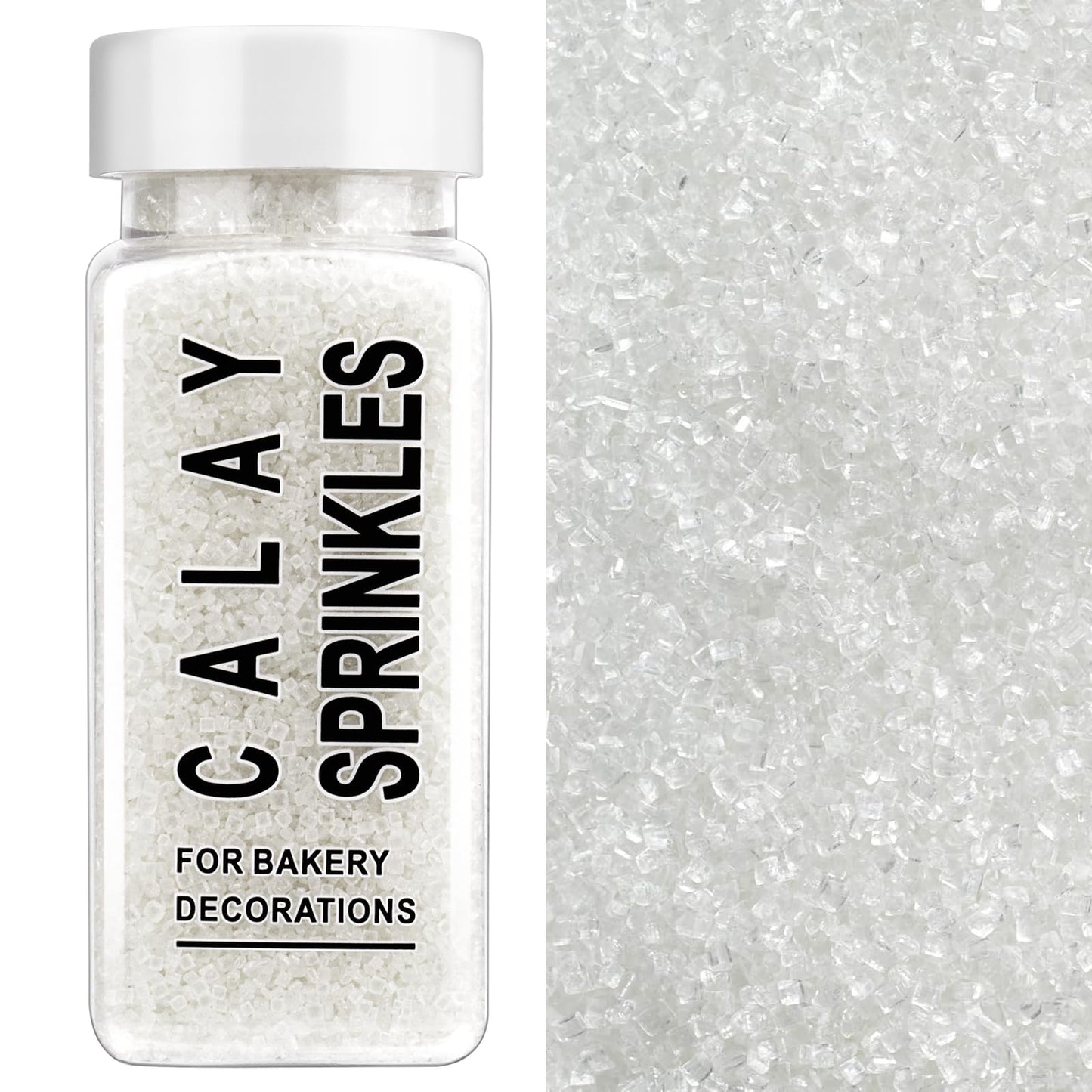 White Sanding Sugar Sprinkles, 4.6 oz Edible Sparkling Sugar Crystals for Baking Topping, Cupcakes, Cookies, Ice Cream & Cake De