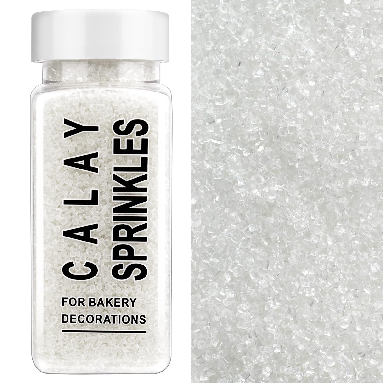 White Sanding Sugar Sprinkles, 4.6 oz Edible Sparkling Sugar Crystals for Baking Topping, Cupcakes, Cookies, Ice Cream & Cake De
