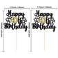 Gyufise 1Pc Happy 40Th Birthday Cake Topper Black Gold Glitter Cheers To 40 Years Birthday Cake Pick 40 Fabulous Cake Decoration
