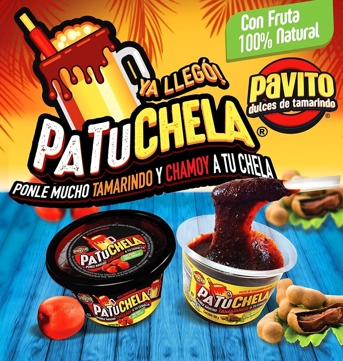 Pavito Patachela Chamoy Flavor Pulp Paste Candy For Micheladas 500 Grams