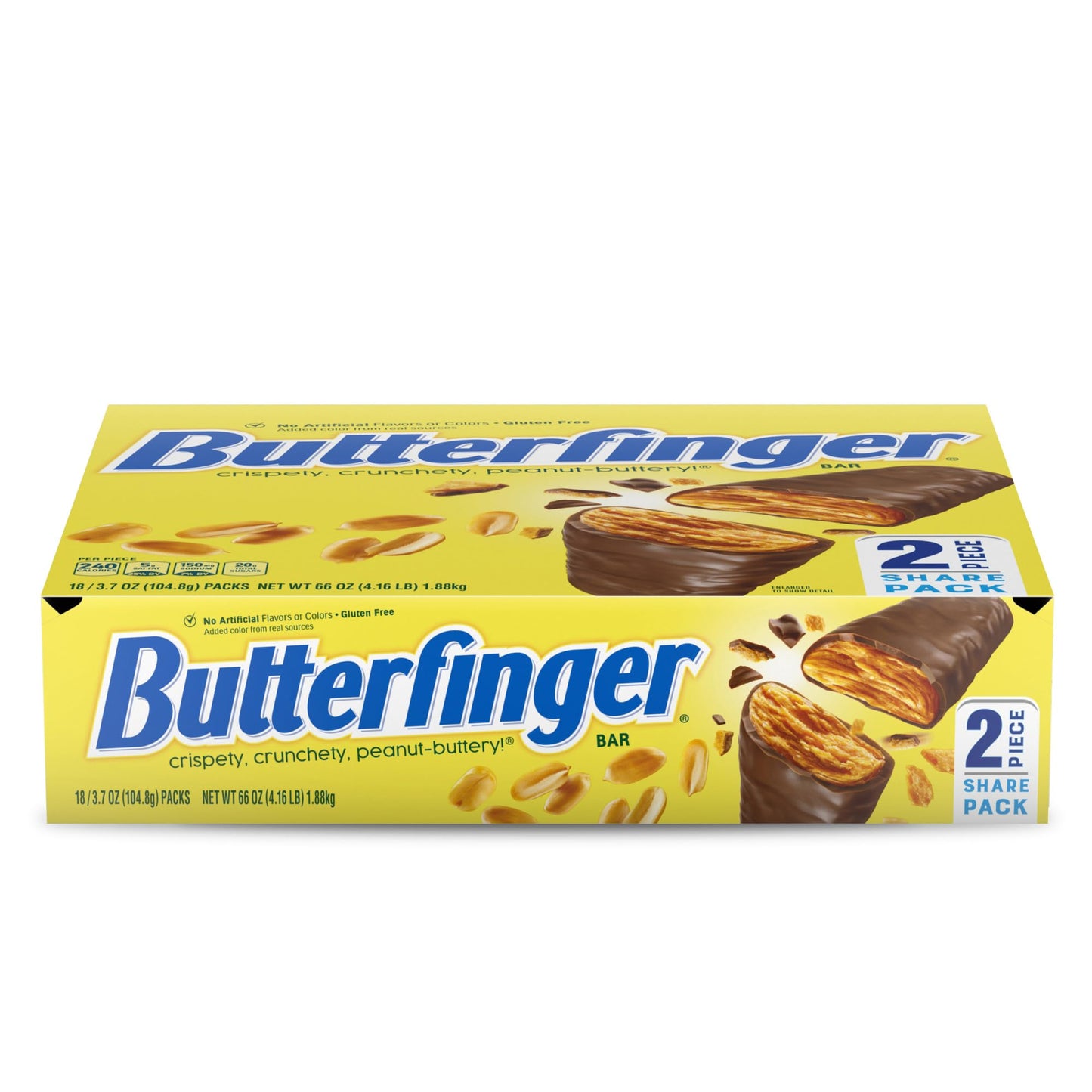 Butterfinger, Bulk 18 Count, Chocolatey, Peanut-Buttery, Share Size Individually Wrapped Candy Bars, Halloween Candy, 3.7 Oz Eac