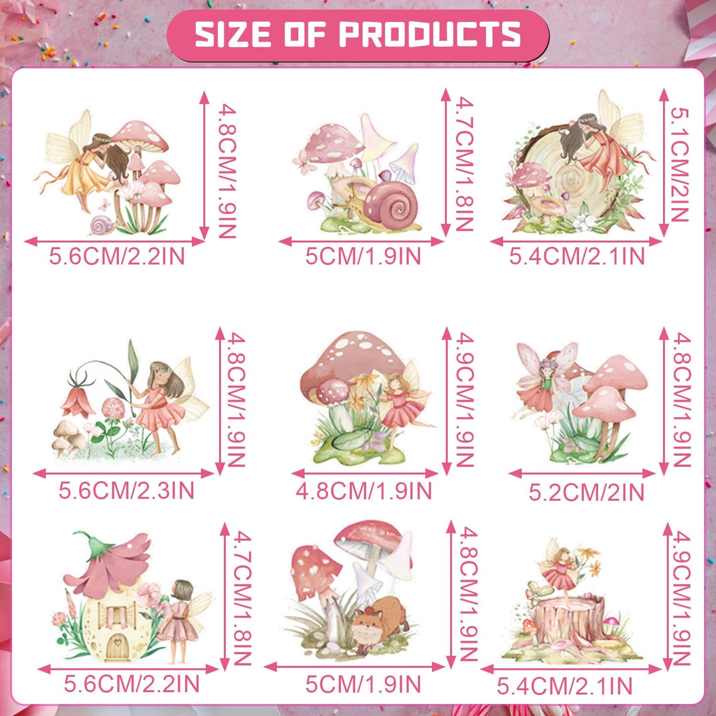 Rngmsi Fairy Cupcake Toppers - 36Pcs Fairy Birthday Party Decorations Chic Flower Fairy Baby Shower Party Cupcake Topper Decorat