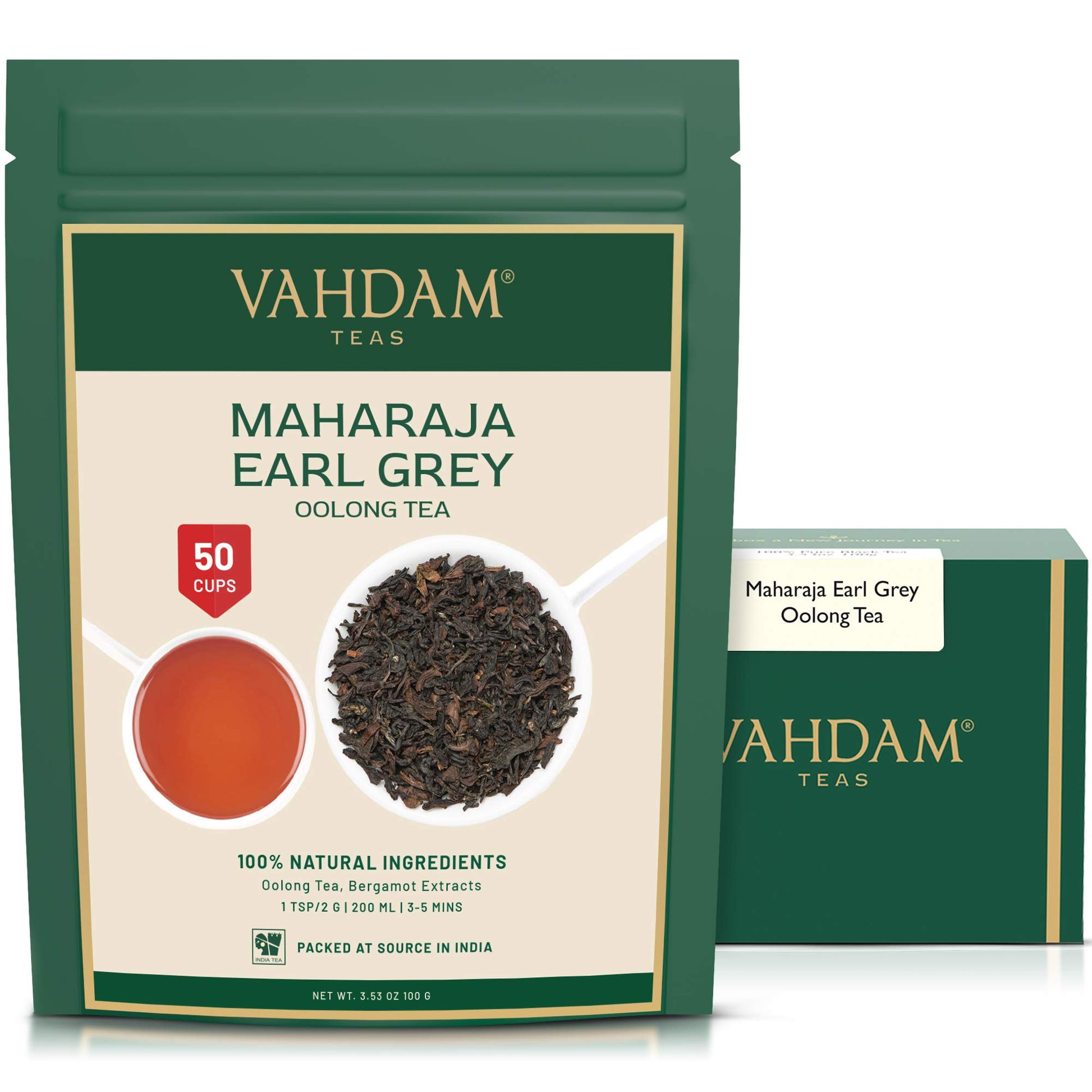 Vahdam, Maharaja Earl Grey Oolong Tea Loose Leaf (50 Cups/3.53Oz) Non Gmo, Gluten Free | Oolong Tea Leaves | Loose Leaf Earl Gre