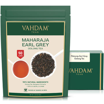 Vahdam, Maharaja Earl Grey Oolong Tea Loose Leaf (50 Cups/3.53Oz) Non Gmo, Gluten Free | Oolong Tea Leaves | Loose Leaf Earl Gre