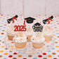 Keaziu 24 Pack Graduation Cupcake Toppers Class of 2025 Congrat Red Party Supplies
