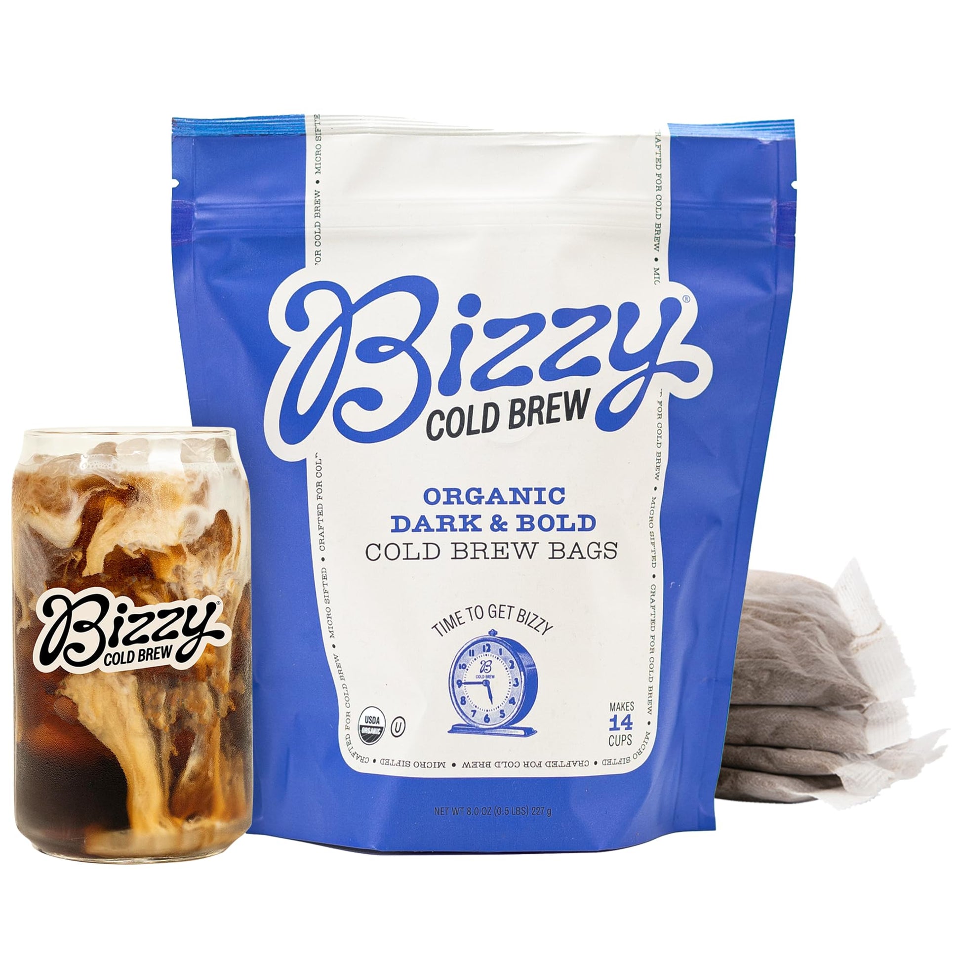 Bizzy Organic Cold Brew Coffee | Dark & Bold Blend | Coarse Ground Coffee | Dark Roast | Micro Sifted | Specialty Grade | 100% A