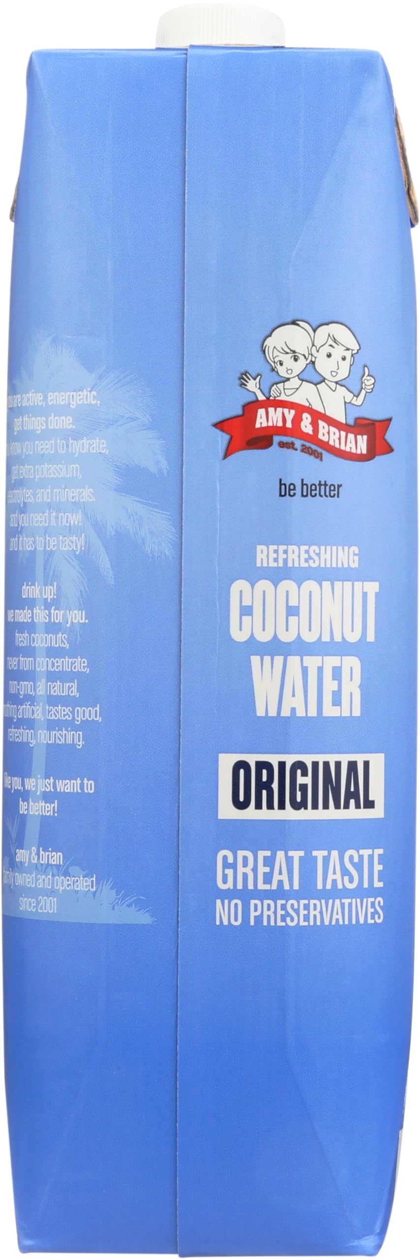 Amy & Brian Pure Coconut Water, 1 Liter (Pack of 6) | Best Tasting Coconut Water | Non-GMO & No Added Sugar | Refreshing & Hydra