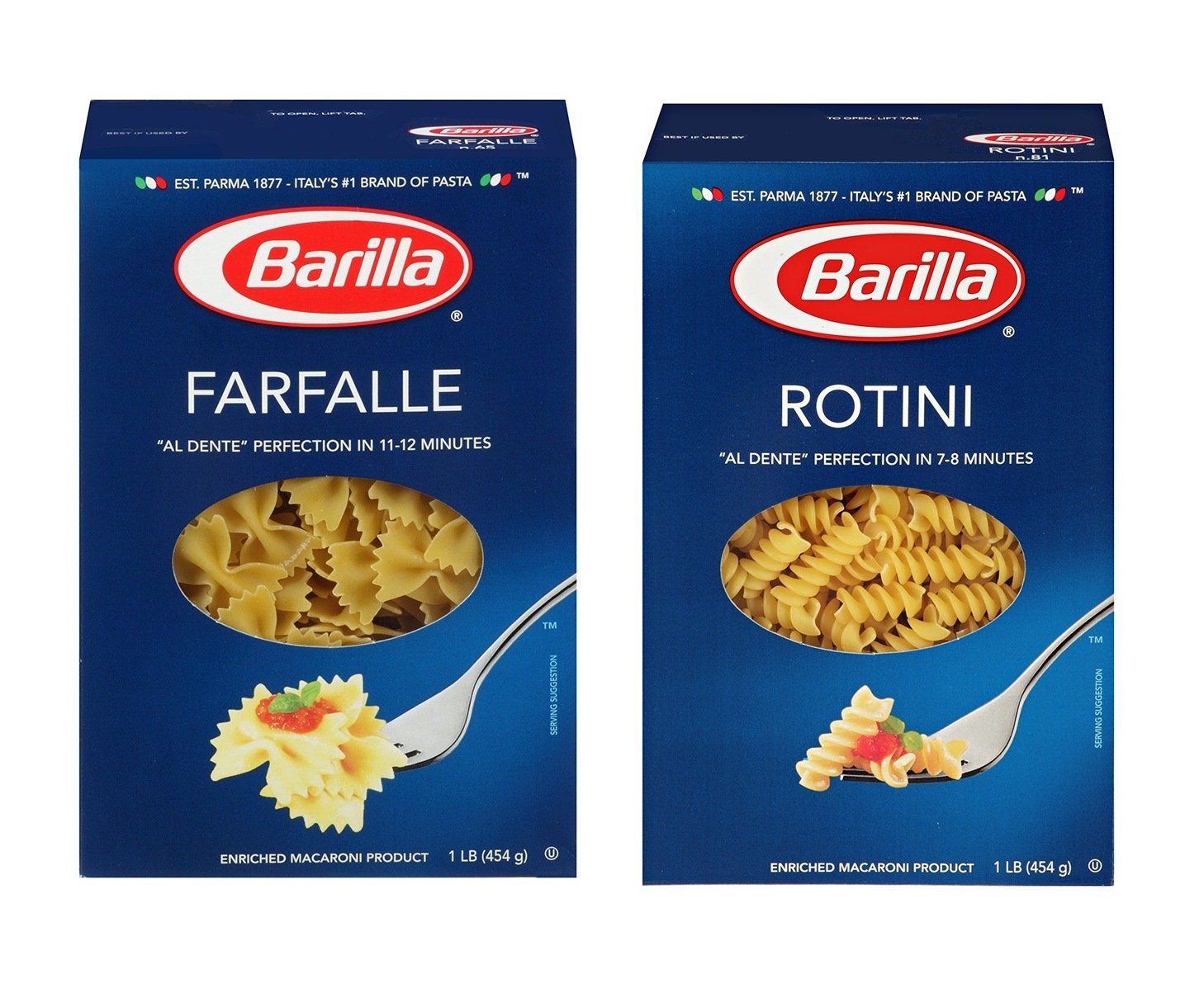 Barilla Pasta Variety Pack - Farfalle & Rotini, 16 Ounce (Pack of 4)