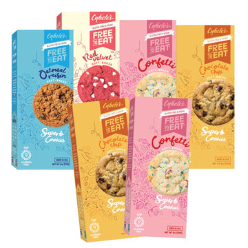 Cybeles Free To Eat Gluten-Free Vegan Cookies - Soft-Baked Snack - Variety Pack (Pack of 6) - 6 Ounce Pouch