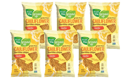 REAL FOOD FROM THE GROUND UP Cauliflower Tortilla Chips - 6Count, 4.5 Oz Bags (Nacho)