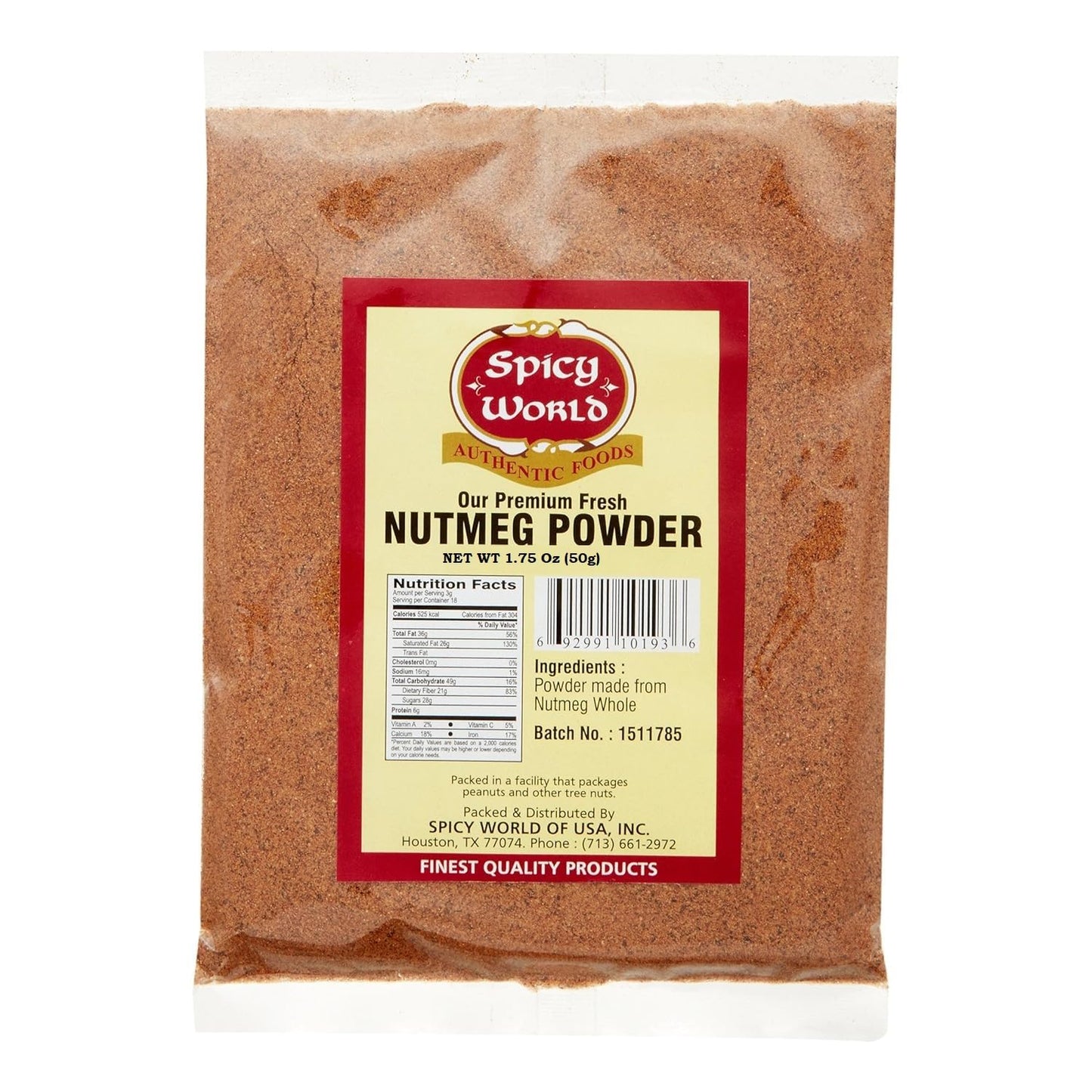 Spicy World Nutmeg Powder 1.75Oz (50Gm) - Premium Quality, Pure, Vegan, All Natural
