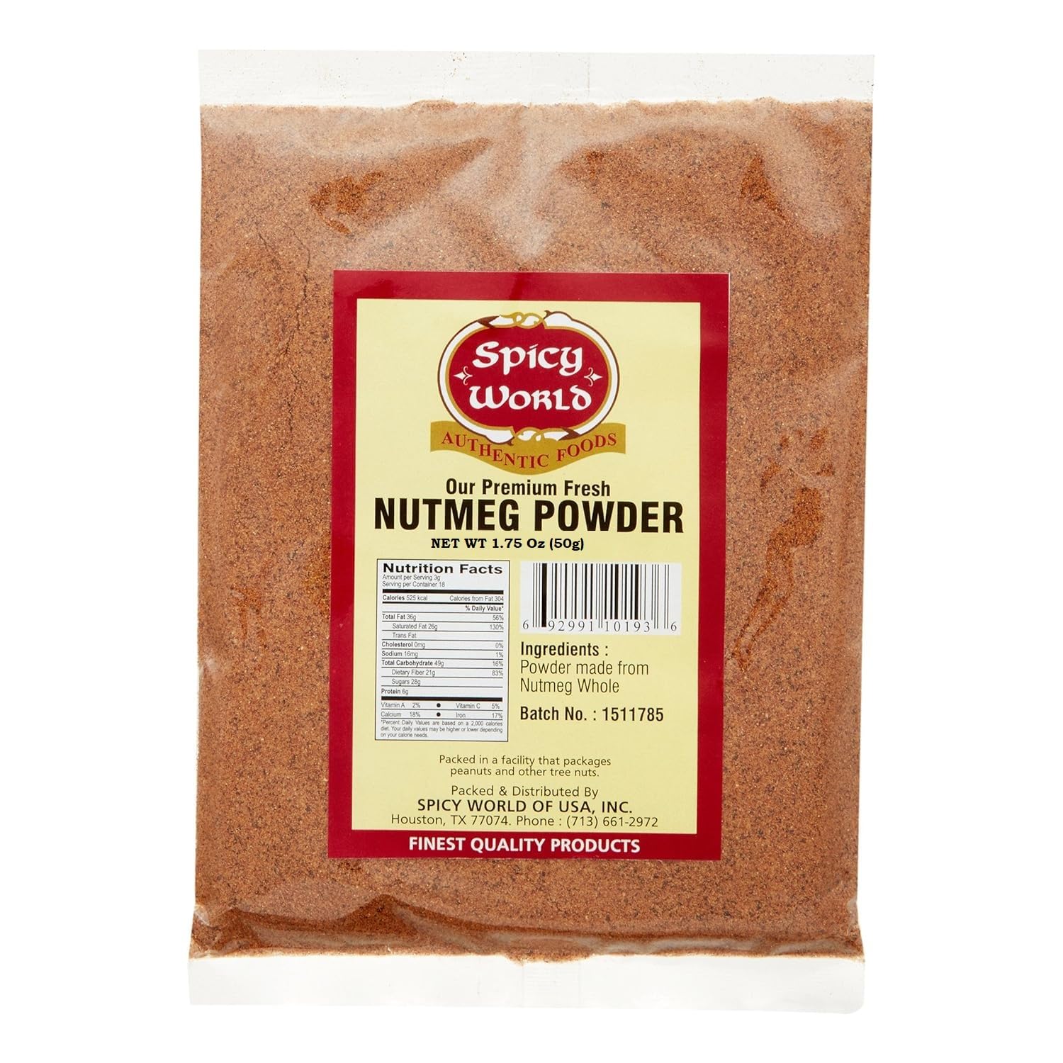 Spicy World Nutmeg Powder 1.75Oz (50Gm) - Premium Quality, Pure, Vegan, All Natural