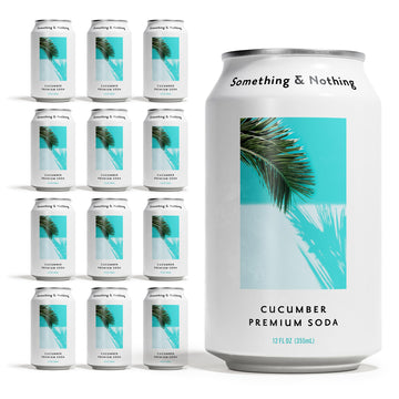 Something & Nothing Sparkling Water - Flavoured, Vegan, Low Calorie, 350ml Cans, Pack of 12, Grape & Lemon Juice, Cucumber
