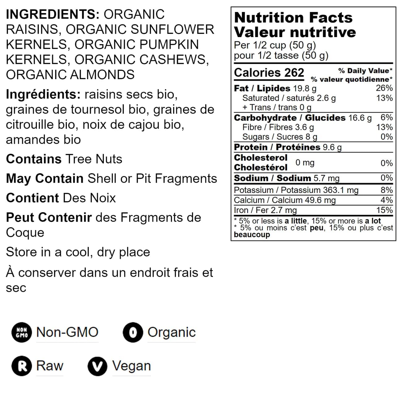Organic Raw Seeds, Nuts and Raisins Mix, 2 Pounds - Raw and Non-GMO Trail Mix Contains Walnuts, Almonds, Cashews, Hazelnuts, and