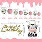 14 Pcs Cow Cake Decorations Pearls Balls Cake Toppers With Gold Happy Birthday Acrylic Cake Topper For Baby Shower Wedding Birth