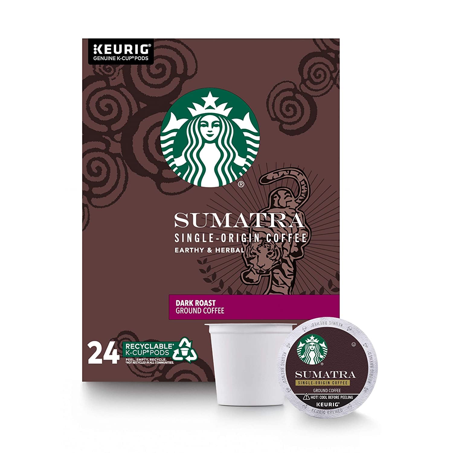 Starbucks Sumatra K-Cup Pods for Keurig Brewers, 24 Count, Model 6211188818