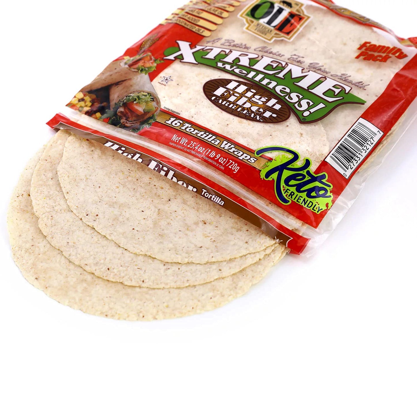 Ole Mexican Foods Xtreme Wellness High Fiber Low Carb Keto Friendly - 16 Tortilla Wraps (Pack Of 2) 32 Total Wraps