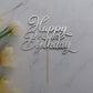 Aminjie Happy Birthday Cake Topper - Birthday Party Decorations, Double Sided Silver Glitter