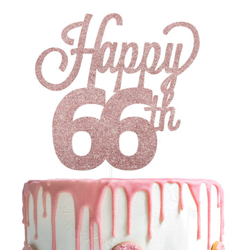 Lingteer Happy 66Th Birthday Cake Topper - Cheers To 66Th Birthday 66 Years Old Birthday Party Cake Decorations Sign.