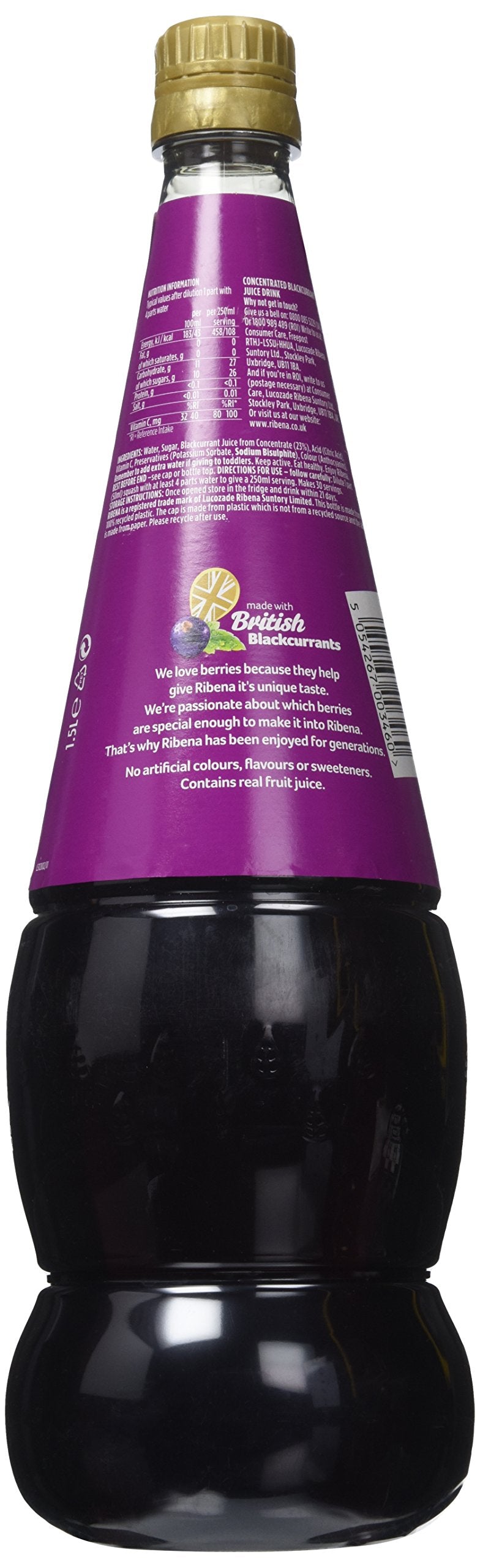 Ribena Blackcurrant Concentrate, 50.72 Fl Oz (1.5 L)