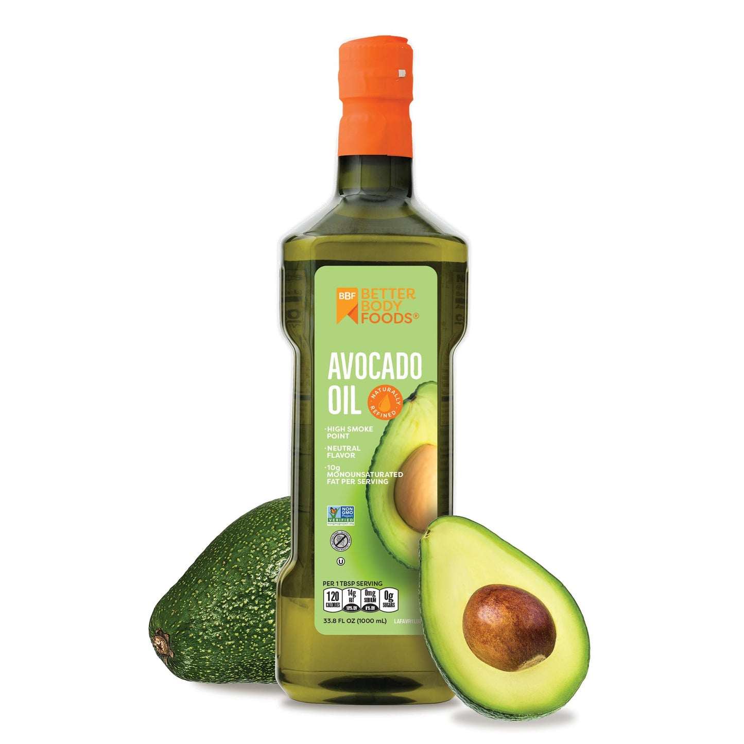 BetterBody Foods Refined Non-GMO Cooking Oil, Kosher, Keto and Paleo Diet Friendly, for High-Heat Cooking, Avocado Oil, 1 Liter,