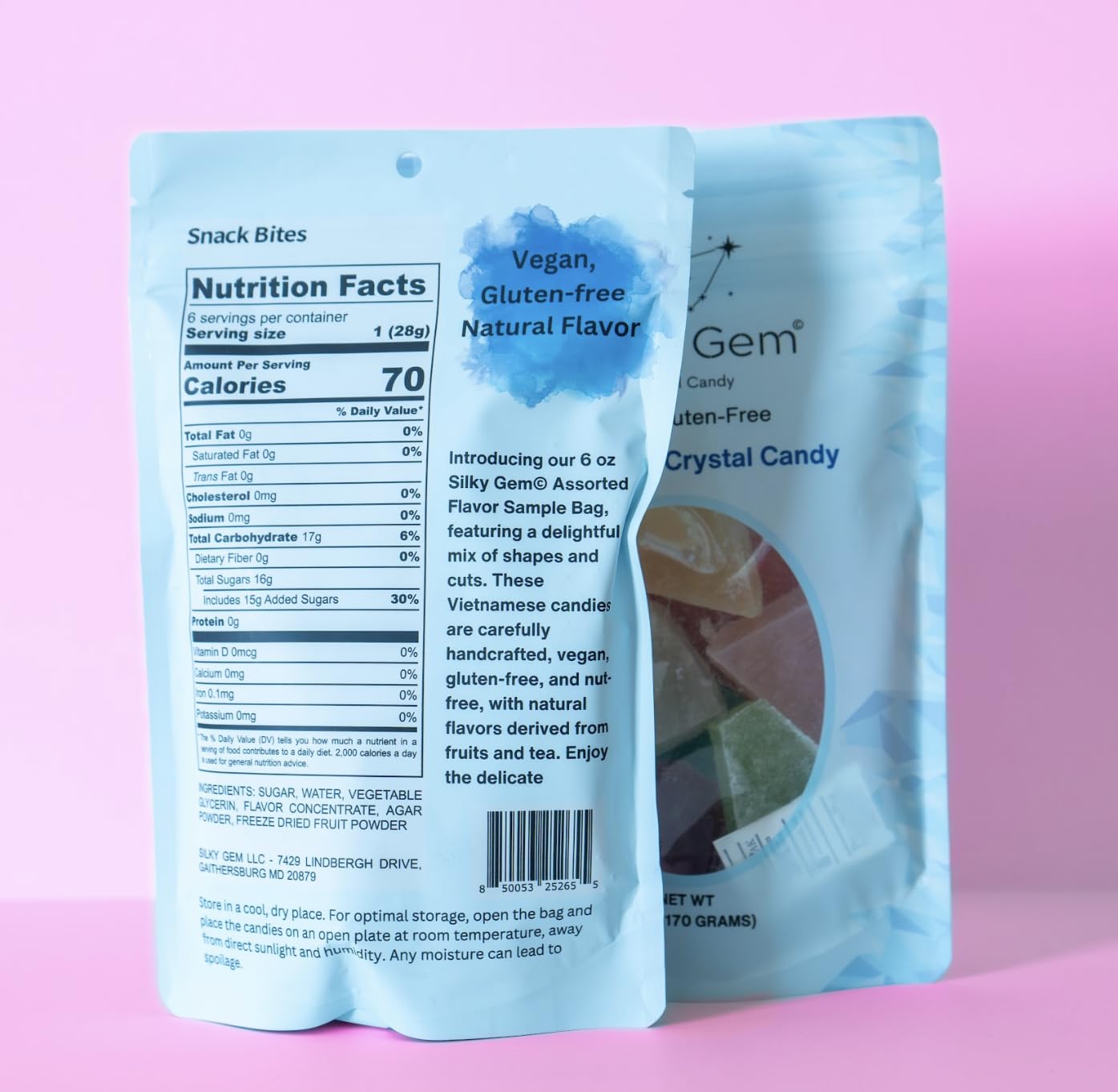 Silky Gem Sour Bites - Mini Crystal Candy with Pixie Sour Sparkle - Crunchy Outside  Soft Inside - Tangy & Sweet Treat - Vegan  Gluten-Free  Nut-Free - 6 oz Bag