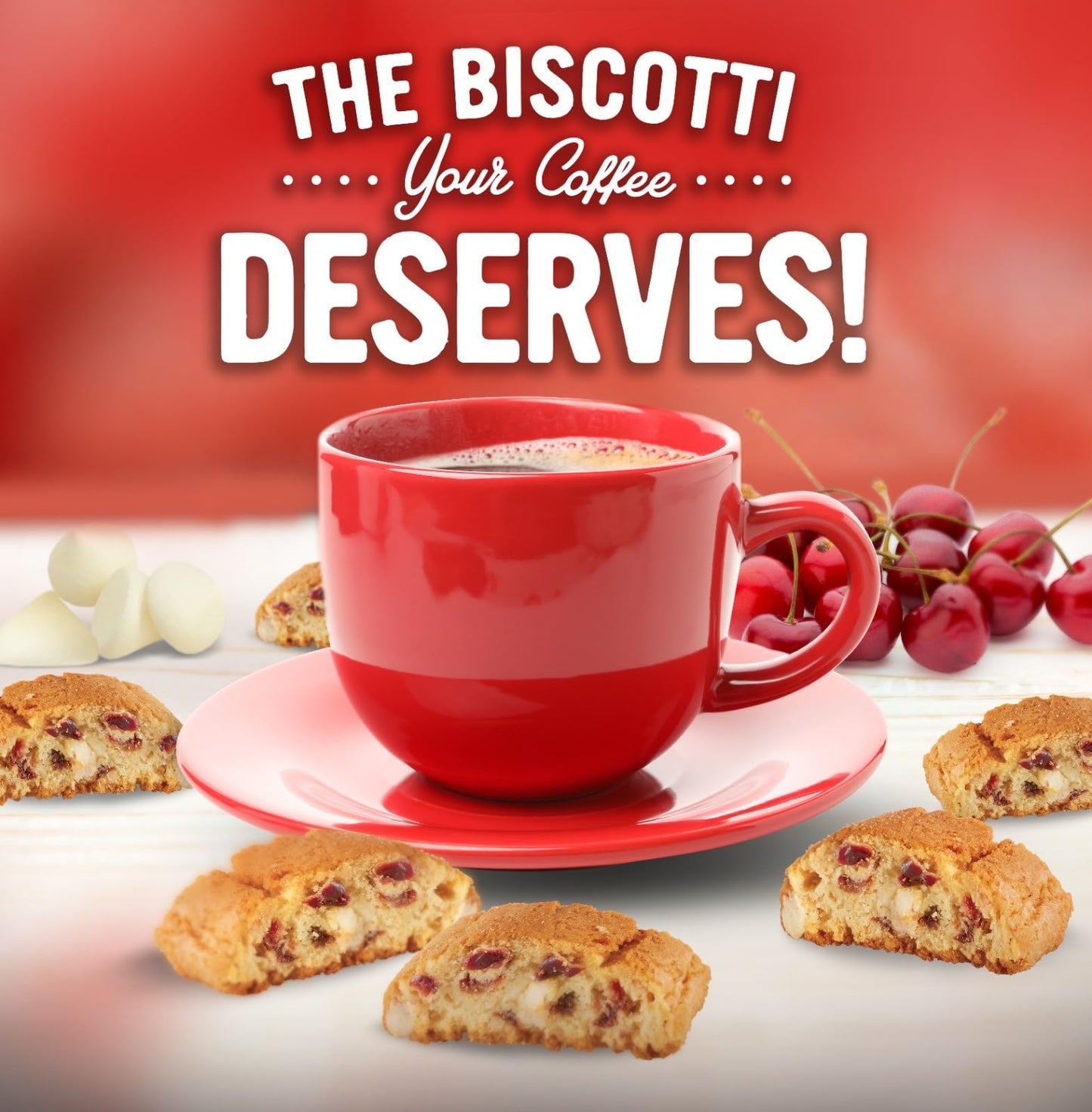 COOPER STREET Biscotti Cookies - Twice-Baked Cherry White Chip, 16 oz Pack of 2, Dairy, Peanut & Soy Free