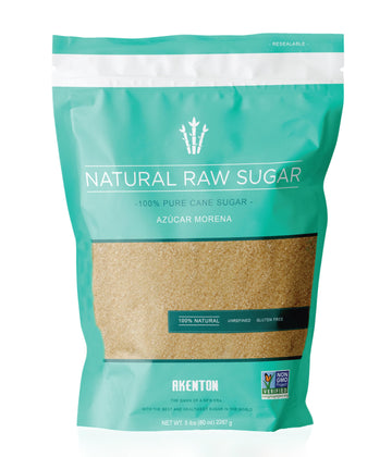 Akenton Natural Raw Cane Sugar, 5 Pound Resealable Bag | 100% Natural, Unprocessed, Unbleached, Unrefined Sugar | Gluten-Free, V